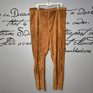 Bernardo Woman Tan Real Suede Washable Plus Size Pants, 26